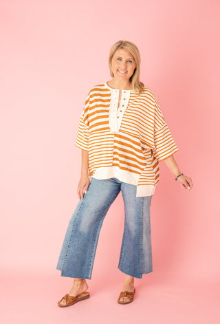 Brewed With Love Stripe Top - Bray and Em Boutique