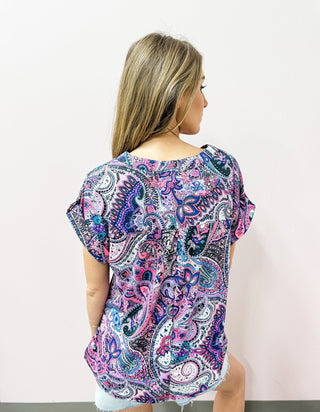 Bright and Cheerful Paisley Top - Bray and Em Boutique