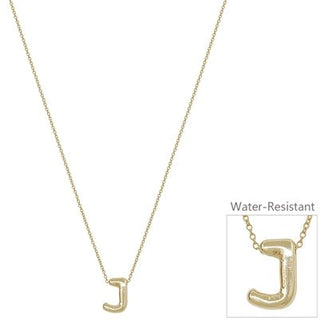 Bubble Textured Water Resistant Initial Necklace - Bray and Em Boutique
