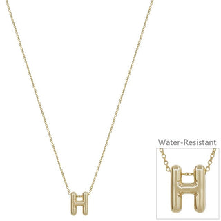 Bubble Textured Water Resistant Initial Necklace - Bray and Em Boutique