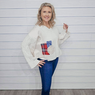 Cadence Detailed Patch Sweater - Bray and Em Boutique