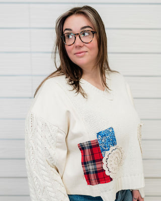 Cadence Detailed Patch Sweater - Bray and Em Boutique