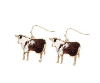 Calf Hair Cow Earrings - Bray and Em Boutique