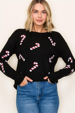 Candy Cane Lane Sequin Sweater - Bray and Em Boutique