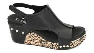 Carley Wedge - Black Floral Wrap - Bray and Em Boutique