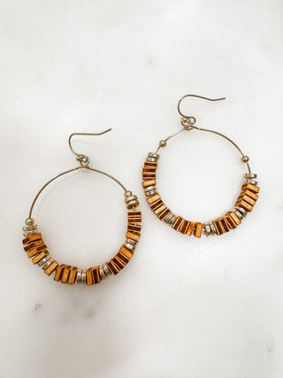 Carmen Wood and Bead Hoop Earrings - Bray and Em Boutique