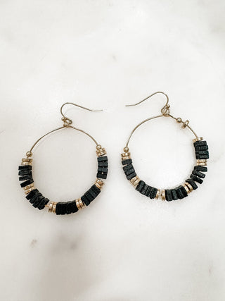 Carmen Wood and Bead Hoop Earrings - Bray and Em Boutique