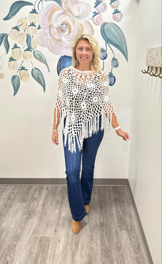 FINAL SALE Mello: Sunflower Crochet Poncho