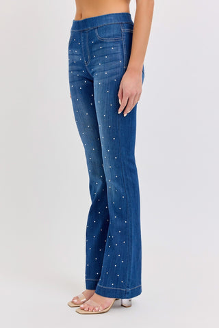 Cello MR Crystal Crush Flare Jeggings - Bray and Em Boutique