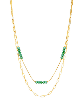 Chain with Glass Beads Layered Short Necklace - Bray and Em Boutique