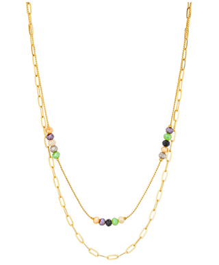 Chain with Glass Beads Layered Short Necklace - Bray and Em Boutique