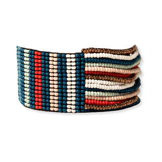 Charlie Vertical Stripes Half Woven Beaded Stretch Bracelet - Bray and Em Boutique