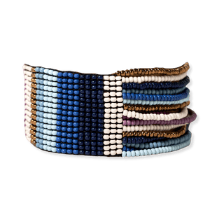 Charlie Vertical Stripes Half Woven Beaded Stretch Bracelet - Bray and Em Boutique