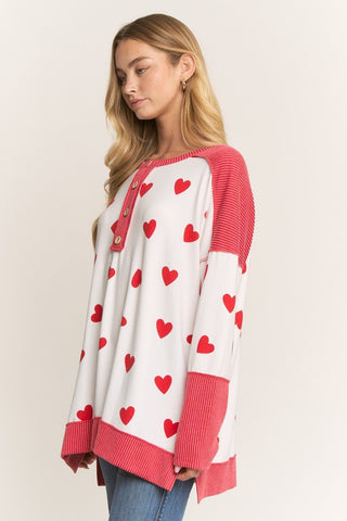 Cherished Crush Heart Print Top - Bray and Em Boutique