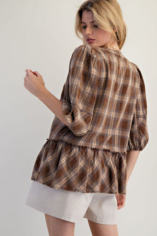 Cider and Stitches Plaid Top - Bray and Em Boutique