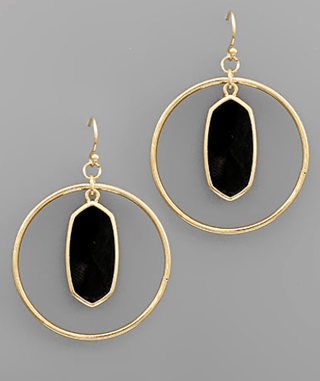 Circle Hexagon Dangle Earrings - Bray and Em Boutique