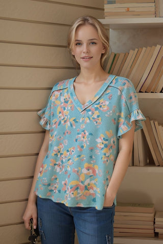 City Bloom Ribbed Top - Bray and Em Boutique