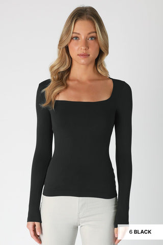 Clean Line Square Neck Long Sleeve Top - Bray and Em Boutique