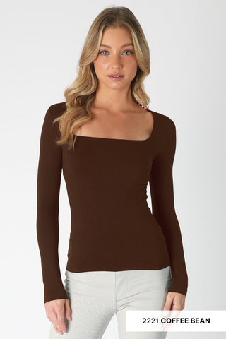Clean Line Square Neck Long Sleeve Top - Bray and Em Boutique