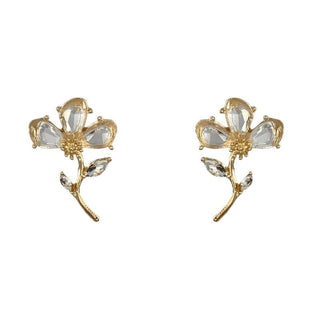 Clear Crystal Flower Earrings - Bray and Em Boutique