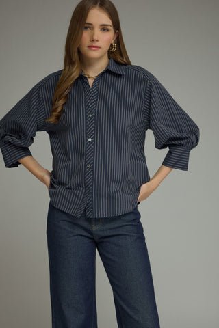 Coastal Button Stripe Top - Bray and Em Boutique