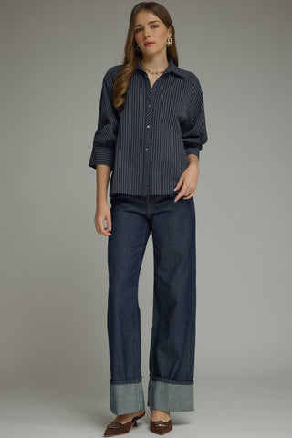 Coastal Button Stripe Top - Bray and Em Boutique