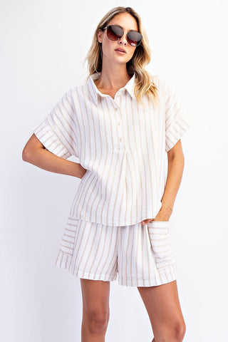 Coastal Stripe Linen Shirt - Bray and Em Boutique