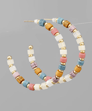 Color Beaded Hoop Earrings - Bray and Em Boutique