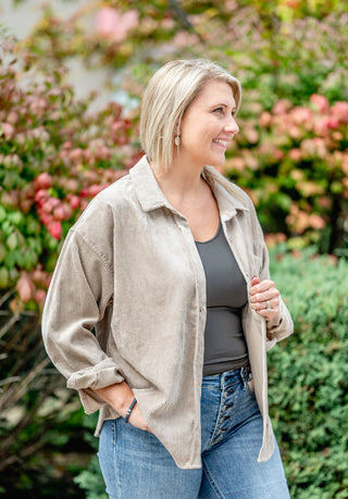 Corduroy One Pocket Shacket - Bray and Em Boutique