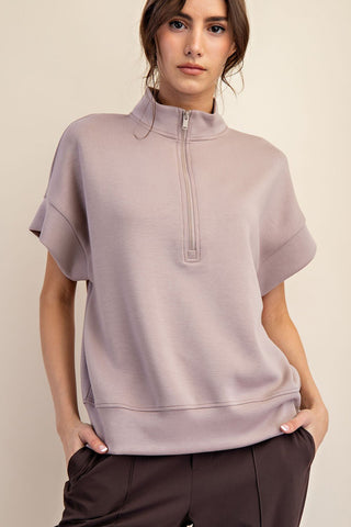 Could It Be Quarter Zip Short Sleeve Top - Bray and Em Boutique