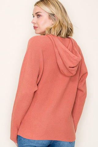 Cozy On Up Waffle Hooded Pullover Top - Bray and Em Boutique