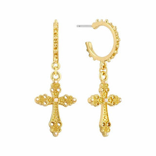 Cross Drop Hoop Earrings - Bray and Em Boutique