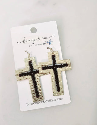Cross My Path Hammered Earrings - Bray and Em Boutique