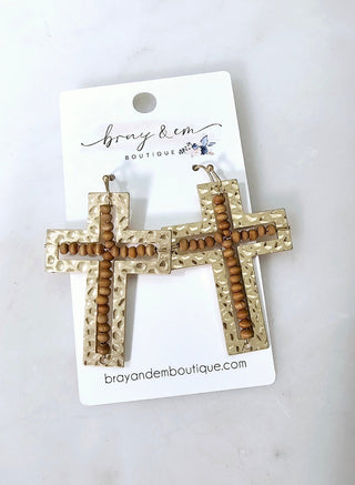 Cross My Path Hammered Earrings - Bray and Em Boutique