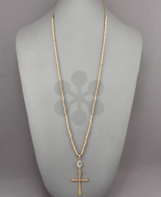 Cross Pendant Bead Necklace - Bray and Em Boutique