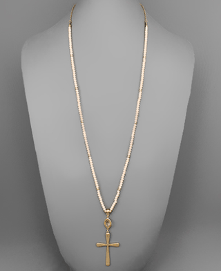 Cross Pendant Bead Necklace - Bray and Em Boutique