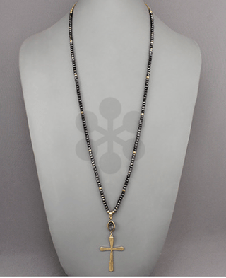 Cross Pendant Bead Necklace - Bray and Em Boutique