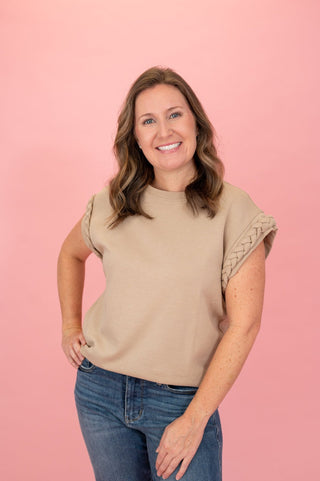 Crowd Charmer Braided Sleeve Top - Bray and Em Boutique