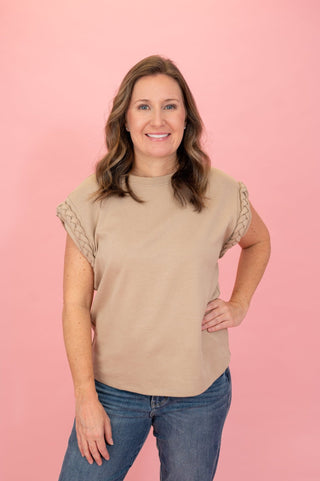 Crowd Charmer Braided Sleeve Top - Bray and Em Boutique