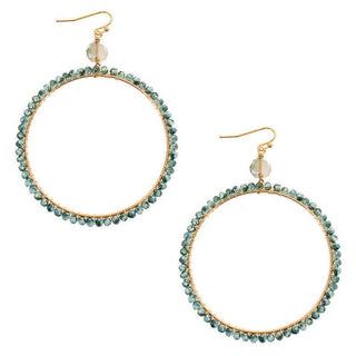 Crystal Beaded Dangle Hoop Earrings - Bray and Em Boutique