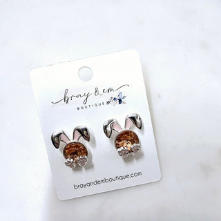 Crystal Bunny Post Earrings - Bray and Em Boutique