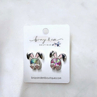 Crystal Bunny Post Earrings - Bray and Em Boutique