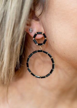 Crystal Double Drop Hoop Earrings - Bray and Em Boutique