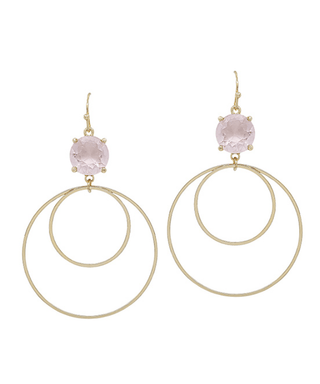 Crystal Double Round Drop Earring - Bray and Em Boutique