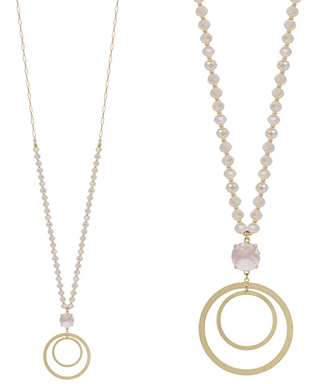 Crystal Double Round Drop Necklace - Bray and Em Boutique