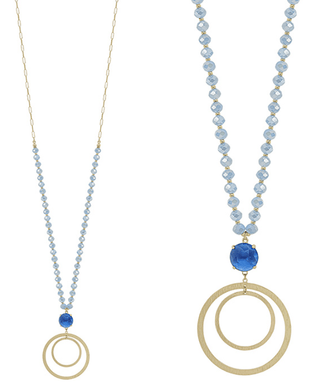 Crystal Double Round Drop Necklace - Bray and Em Boutique