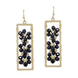 Crystal Flower Earring in Open Gold Rectangle - Bray and Em Boutique