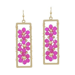 Crystal Flower Earring in Open Gold Rectangle - Bray and Em Boutique