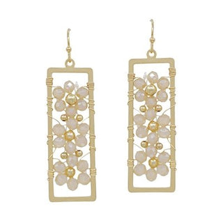 Crystal Flower Earring in Open Gold Rectangle - Bray and Em Boutique