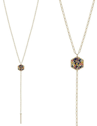 Crystal Hexagon Y Drop Necklace - Bray and Em Boutique